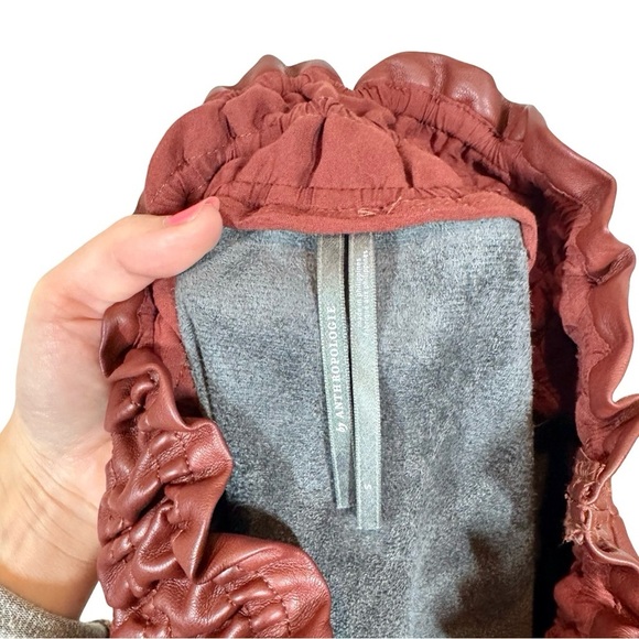 Anthropologie The Somerset Tiered Maxi Skirt: Faux Leather Edition Wine Bordeaux - Picture 8 of 11